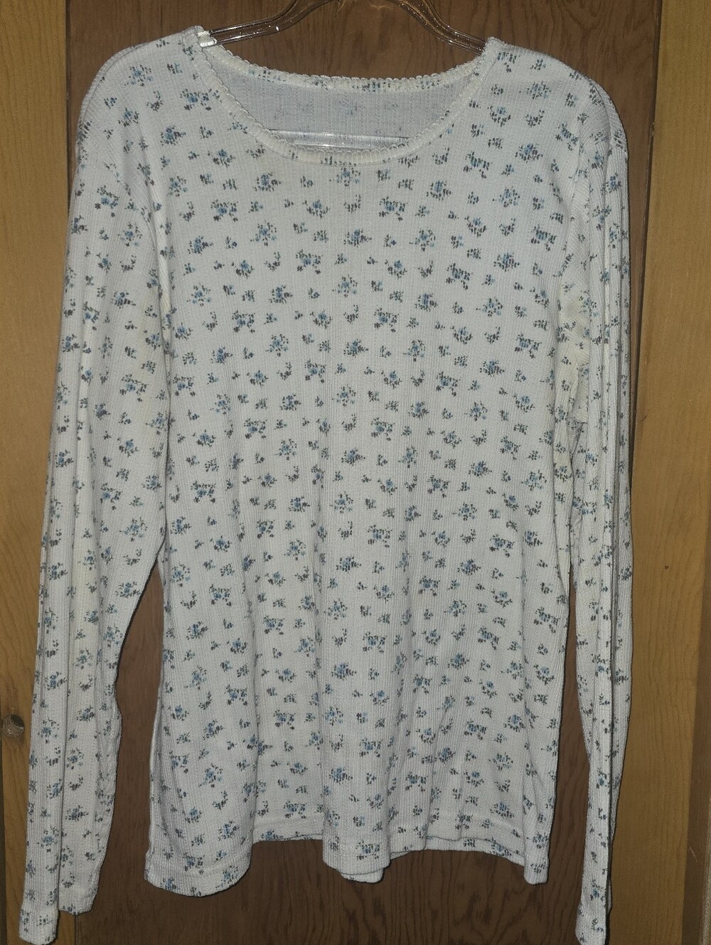Fruit of the loom XL womens floral waffle knit thermal long-sleeved top
